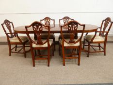 Shaw of London reproduction mahogany twin pedestal dining table L162cm with leaf L213cm and