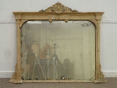 Victorian painted gilt wood overmantle mirror, L160cm x H130cm