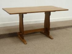 Lizardman adzed oak rectangular dining table, stretcher base by Martin Dutton (Ex Mouseman) Huby,