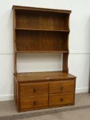 Gnomeman adzed oak four drawer dresser with two heights plate rack by Thomas Whittaker of Little