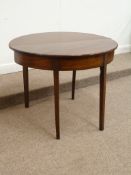 19th century mahogany demi-lune tea table, fold over top with double gateleg, W94cm