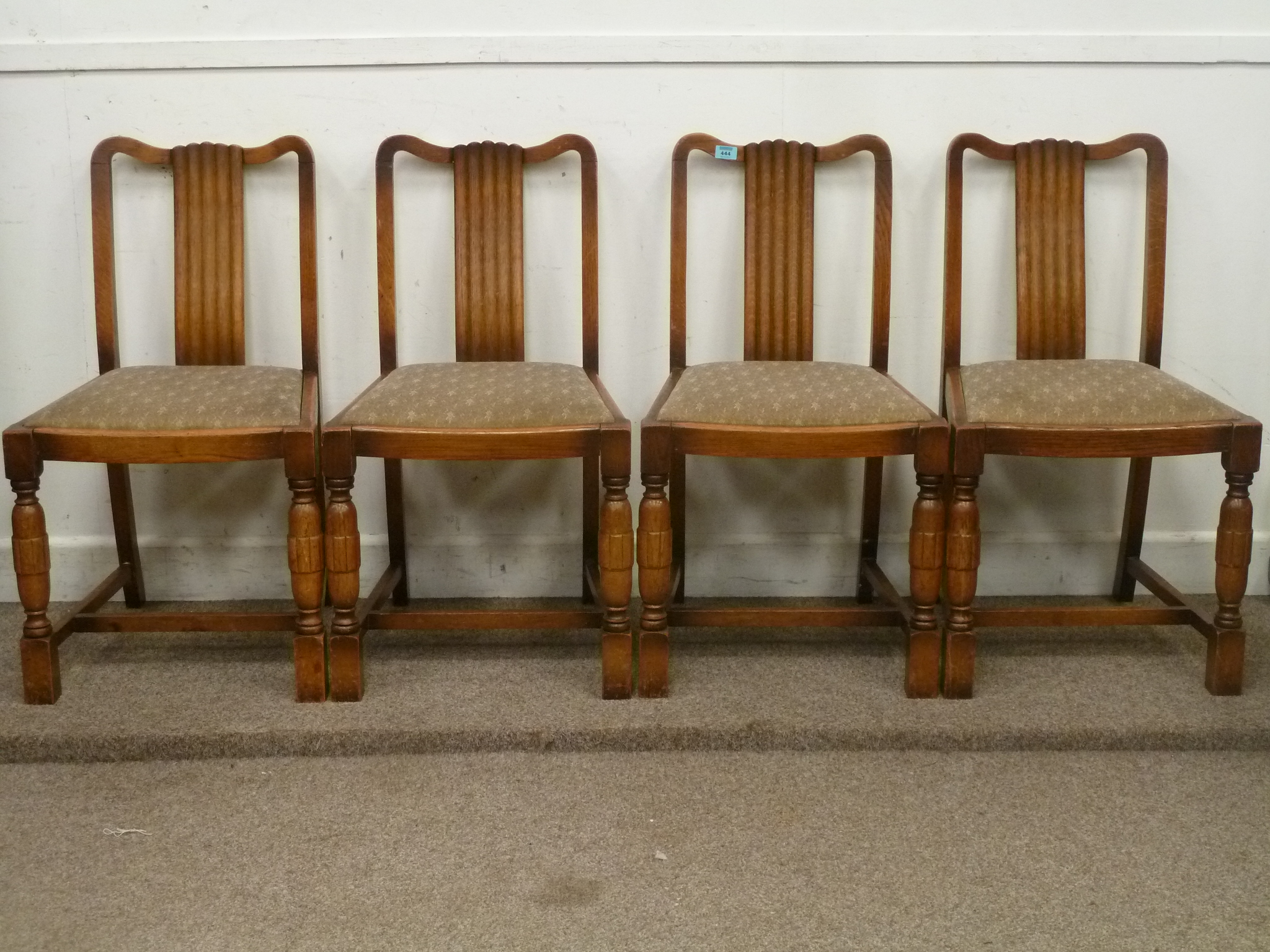 Set four Art Deco oak dining chairs