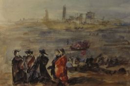 Hercules Brabazon Brabazon (British 1821-1906): 'Off Tangiers', watercolour with pencil initialled