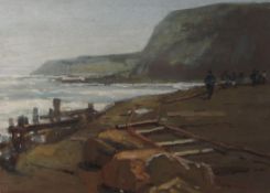 James William Booth (Staithes Group 1867-1953): Figures on the Railway Line Port Mulgrave,