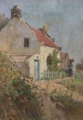 James William Booth (Staithes Group 1867-1953): 'Largo Cottage Runswick Bay', oil on canvas signed