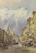 Conrad H R Carelli (British 1869-1956): 'Innsbruck', watercolour signed and dated 1946,  25cm x
