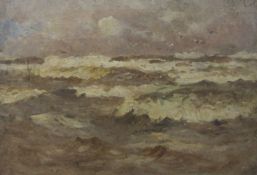 Joseph Richard Bagshawe (Staithes Group 1870-1909): 'Rough Sea', oil on board unsigned 24cm x 35cm