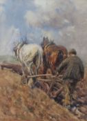 James William Booth (Staithes Group 1867-1953): 'The Ploughing Team', watercolour signed and dated
