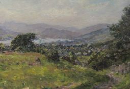 Attrib. Joseph Yelverton Dawbarn (British 1856-1943): 'Windermere',  oil on canvas board unsigned,