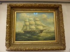 Portrait of a Sailing Ship, oil on canvas in gilt frame
