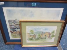 After John Freeman Whitby Harbour signed limited edition print  89/500 and  a watercolour Dales