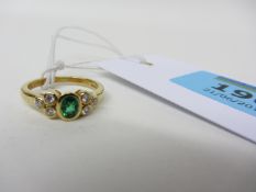 Emerald and diamond ring hallmarked 18ct