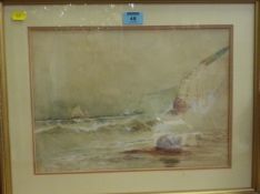 Fishing boats off the Yorkshire Coast, watercolour signed and dated by Austin Smith 1919