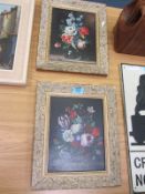 Still life of flowers, pair oils on board signed by Frederik Victor Van Bloemart