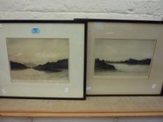 'Ullswater' and 'Kingston Bridge', two early 20th Century Richard Smythe artist's etchings signed