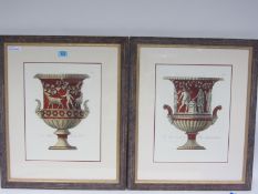 Classical Urns, pair quality 20th century coloured engravings