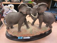 'A Trial of Strength' - Country Artists sculpture of two elephants