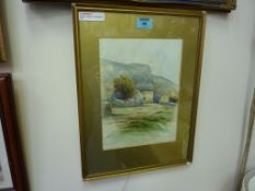 'Runswick Bay', early 20th century watercolour signed and titled by James Watson
