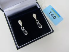 Pair of crystal pendant ear-rings stamped 925