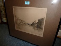 'Ouse Bridge York', J Barrie Robinson artist's etching signed, titled and inscribed 'To Harry