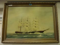 Portrait of a clipper ship, oil on board signed and dated Bill Welburn 1982