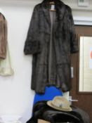 Ladies 3/4 length fur coat, simulated fur coat, vintage 'Hush Puppies' gent's trilby and a wedding