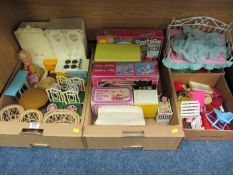 Sindy and other doll's house accessories in four boxes