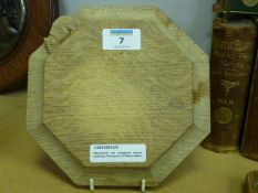 Mouseman oak octagonal cheese board by Thompson of Kilburn 90cm