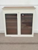 19th Century white painted wall hanging cabinet enclosed by two glazed doors, W94cm