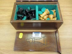 Edwardian boxwood and ebonised chess set