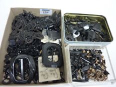Quantity of Victorian Whitby Jet and costume jewellery in three boxes