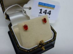 Pair of Mexican firey opal ear-rings stamped 375