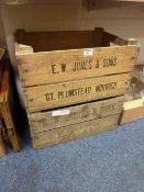 Two old wooden vegetable boxes