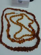 Three amber bead necklaces