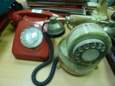 Onyx telephone and a red bakelite example (2)