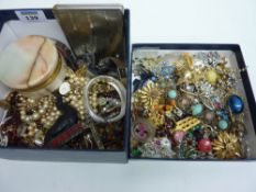 Costume jewellery, watches and miscellanea in two boxes