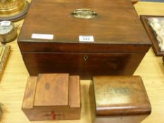 Victorian mahogany box, walnut tea caddy and smoker's companion