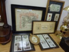 World War I discharge certificate, silk embroidered cards and other greeting cards