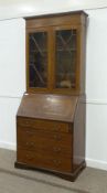 Edwardian inlaid mahogany bureau bookcase, W91cm x H216cm