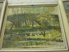 'Spring at East Ayton', Mid 20th Century, oil on board by Frank Brearley of Flamborough