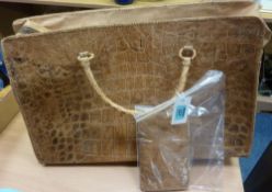 Large crocodile skin bag and a crocodile skin wallet