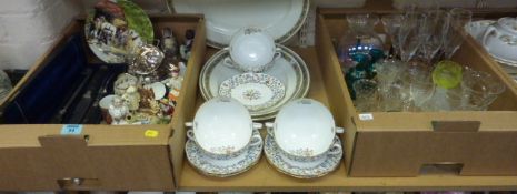 Six Spode 'Shanghai' soup bowls and saucers, Staffordshire figures, ceramics, glass and