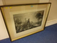 'Caligula's Palace and Bridge', print after JMW Turner RA, framed and glazed and another similar,