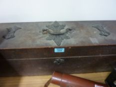 Large iron mounted oak box, late 19th/ early 20th Century, collection of boxes and miscellanea and