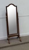 Early 20th Century mahogany framed Cheval mirror, H150cm