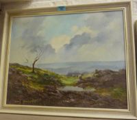 Moorland Scene, oil on board signed by Lewis Creighton