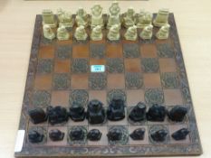Chinese resin figural chess set and board