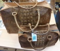 Large crocodile skin handbag and another smaller