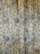 Pair of chintz type lined curtains each 330cm x 225 drop