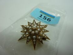 Seed pearl gold star brooch hallmarked 15ct